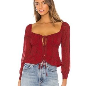 Majorelle Waldorf Top in Red Snake Skin